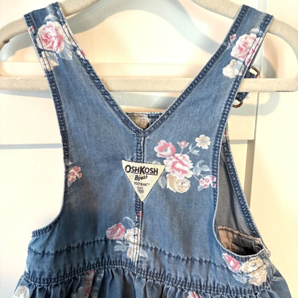 Osh‎ Kosh B'Gosh Girl's Floral Denim Overall Dress in Size 18M